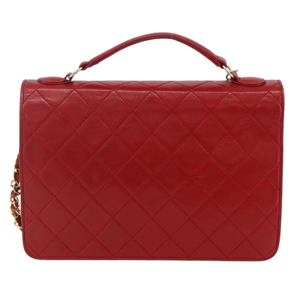 Chanel Matelasse 23 Double Turn Lock Chain Bag Lamb Skin Red CC Shoulder Bag - Picture 2 of 8